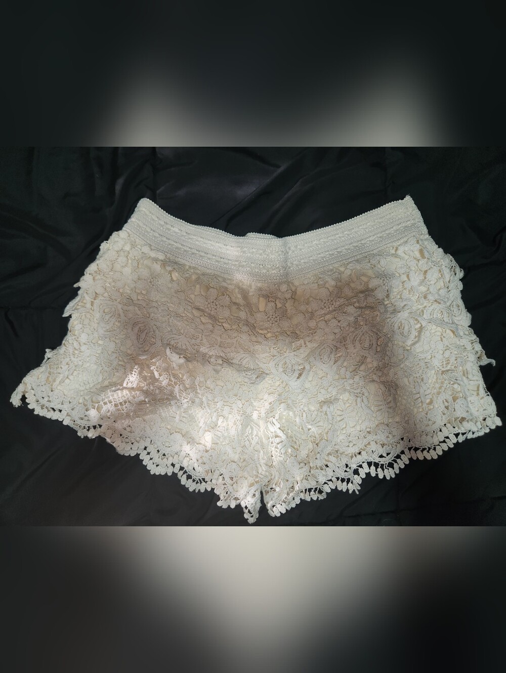 Ivory Lace Ruffle Shorts
